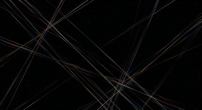 Abstract intersecting lines with subtle color variation on black background digital art