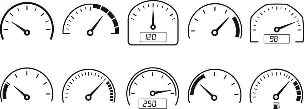 Set of speedometer gauge icons