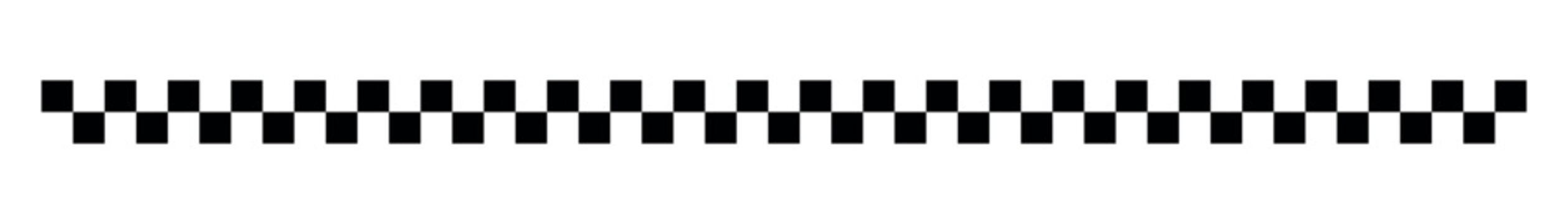 Checkered Taxi Border Ribbon, Seamless Race Track Finish Line Stripe Vector Graphic Banner