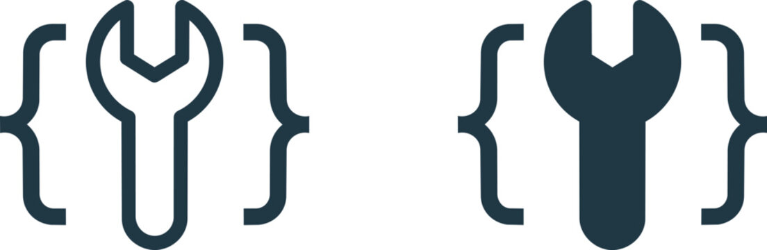 Programming curly bracket symbol isolated on a clean white background style