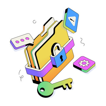 Locked folder protecting confidential documents and files.