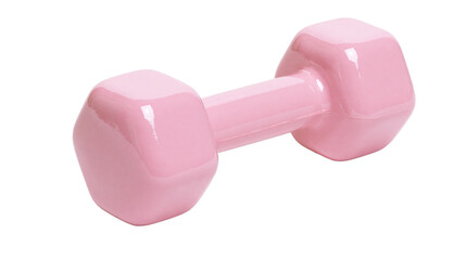 Obraz premium Shiny pink hexagonal dumbbell isolated on transparent background