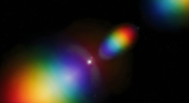Cosmic rainbow a vibrant spectrum emanating from a bright star in deep space