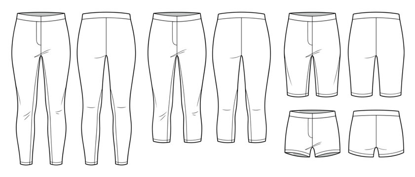 Women skinny pants and slim fit leggings sketch set