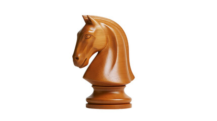Polished wooden chess knight piece, isolated on transparent background © Nicolae