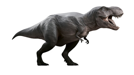 Fototapeta premium Gray Tyrannosaurus Rex dinosaur roaring, isolated on transparent background