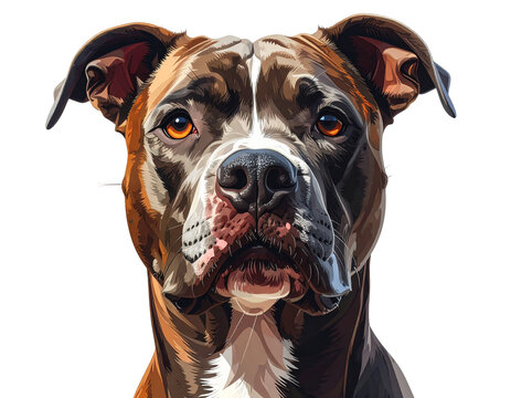 Brown and white dog with its tongue sticking out looking at the.