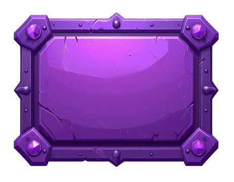 Purple background with metal frame and hole in the middle frame with.