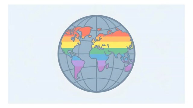 Colorful Rainbow Globe Map Illustration Representing Global Unity and Diversity