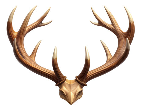 Deer head with horns and horns on it back with black background.