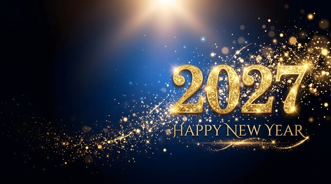 Golden new year celebration background with 2027 date