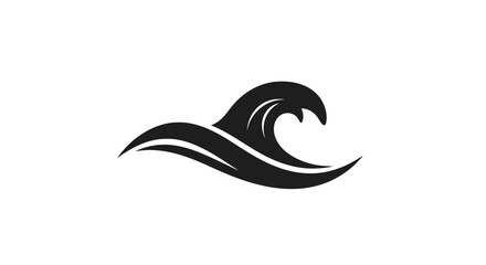 Naklejka premium Stylized black wave icon illustration isolated on white background ocean symbol design for logo surfing water sports with displays stylized minimalist