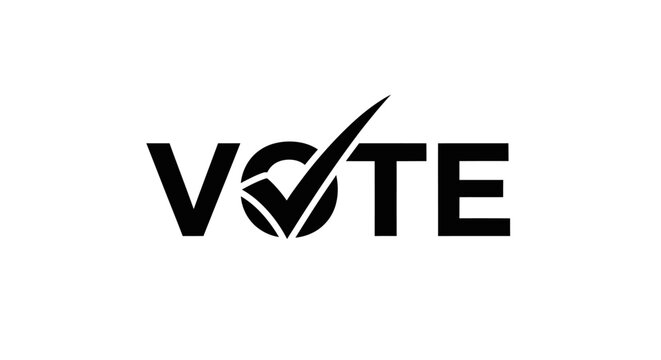 Elections voting concept with checkmark logo with stylized vote logo checkmark replacing o participation engagement democracy politics abstract