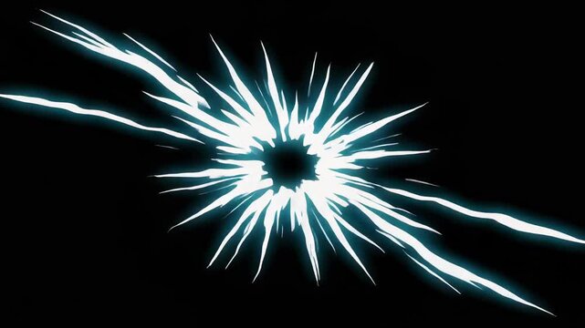 Bright light burst animation in sequential stages against black background for motion graphics