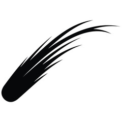 Black comet with a curved tail, vector silhouette illustration isolated on a white background. © MDJABIRULISLAM