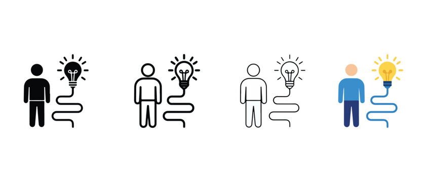 Icons of people with light bulb ideas and thoughts  business concept  innovation and inspiration