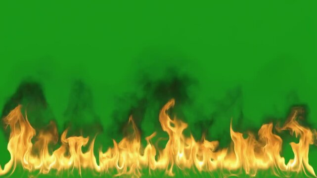 Dynamic fire border animation with green screen background for seamless integration into visual projects