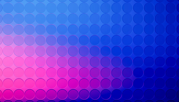 3D neon circle grid pattern fades through blue and magenta
