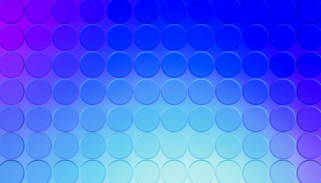 3D blue glass disc pattern glows across a cool cyan gradient