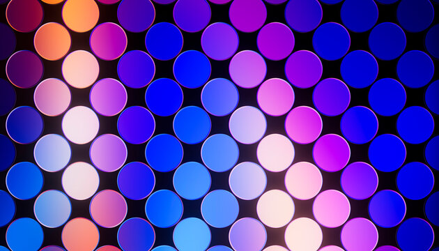 3D multicolor glass circle pattern pulses over a dark backdrop.