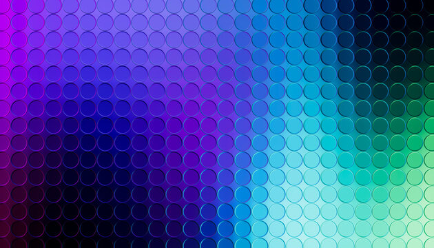 3D cyan circle matrix pattern shifts from violet to green.