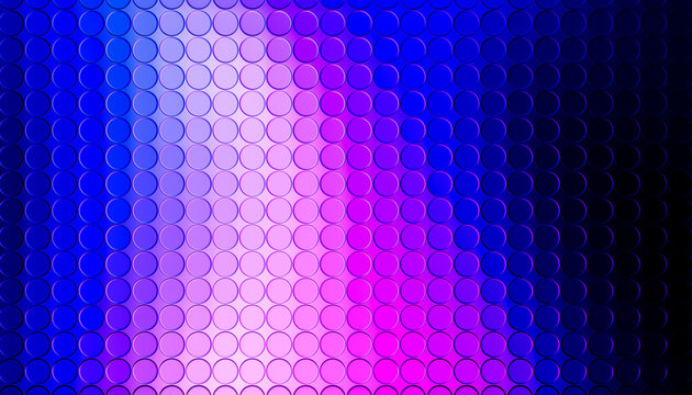 3D magenta circle grid pattern fades into deep cobalt shadow.