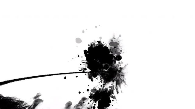 Ink swirls creating dramatic abstract splatter with flowing black texture