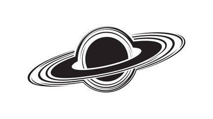 Planet With Rings Silhouette Black And White Graphic © MDSHANTO