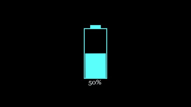 Charging battery running from low to full animated. 4k video