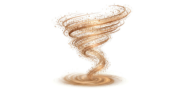 Dust cyclone swirling with particles in a vortex against white background conceptualizing natural forces vector illustration