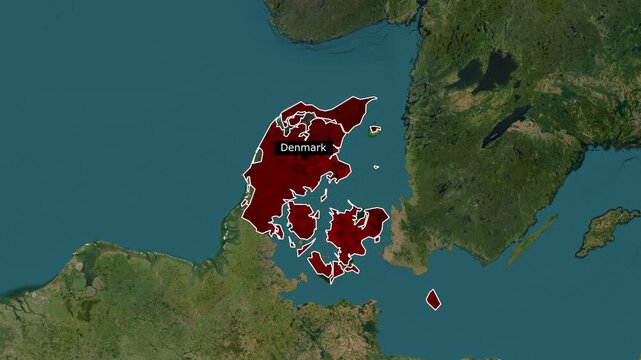 Denmark Map Animation with Highlighted Borders in 4K | Geographic Location Visualization