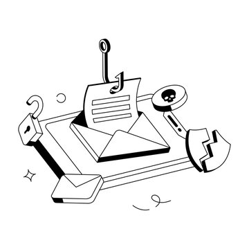 Email message with a fishing hook representing phishing attempts.