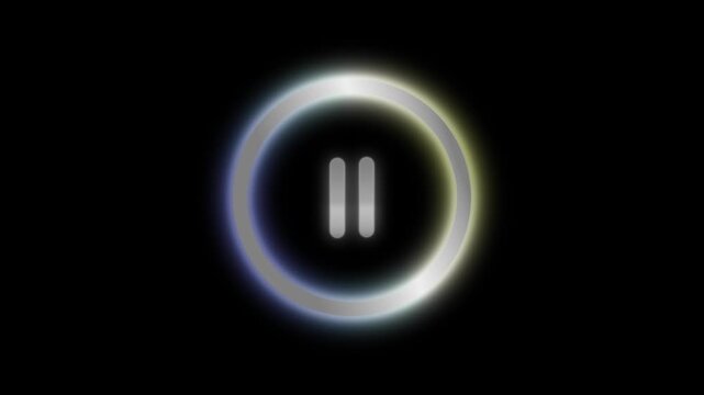 White play button icon on transparent background 4k video.