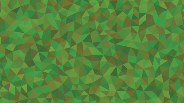 Green polygonal background. Seamless abstract geometry. Triangular mosaic pattern. Low poly vector texture. Modern digital surface