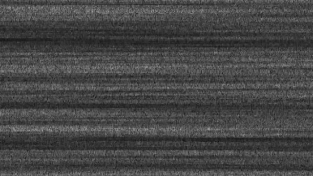 Radar error signal also jittery sound or glitch noise in the background of the TV. Detuned analog television. Weak TV signal - static noise on the TV, black and white error glitch signal animation.