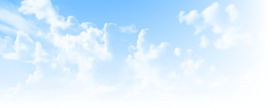 Clear blue sky panoramic background with small white clouds. Beautiful cloud in blue sky. blue sky and White cloud nature background.