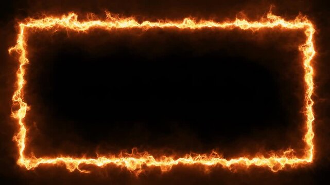 Fiery Rectangular Borders Pulsating with Energy against a Dark Background