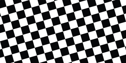 Obraz premium Ribbon with race flag or checkerboard pattern in diagonal arrangement. Chess game or rally sport car competition background. Slanted black and white checkered texture