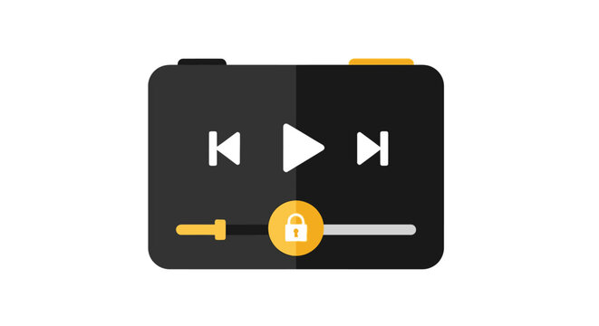 Locked Video Player Icon for Secure Media, DRM, and Paid Streaming Content