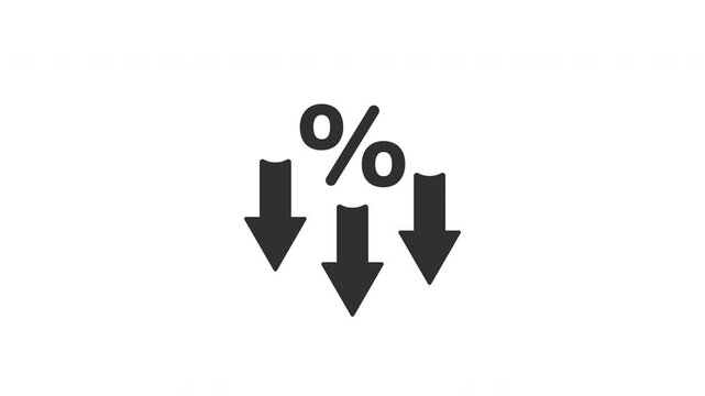 Discount percentage down, Sale price reduction arrow animation motion graphic