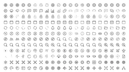 Fototapeta premium Icon set, gray icons, 100+ symbols, vector graphics, business, technology, communication