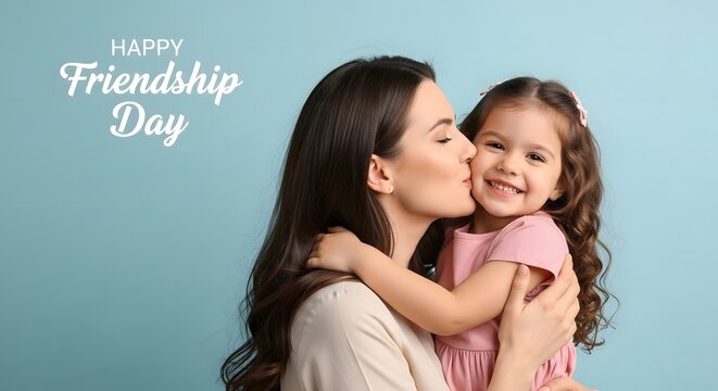 Happy friendship day mother and daughter embrace
