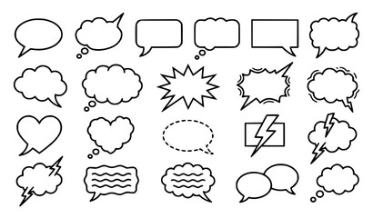Fototapeta premium Comic Speech Bubble Collection with Dialogue Clouds Chat Balloons and Pop Art Message Frames