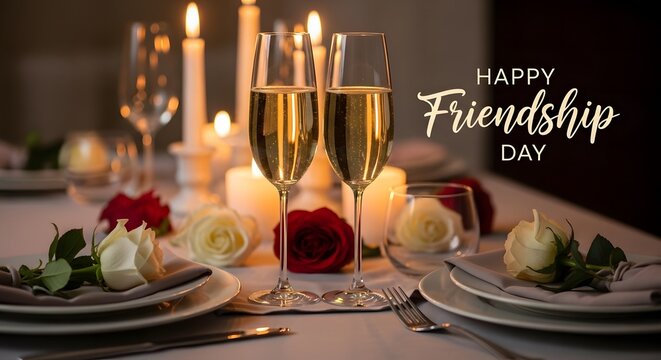 Romantic table setting for friendship day celebration
