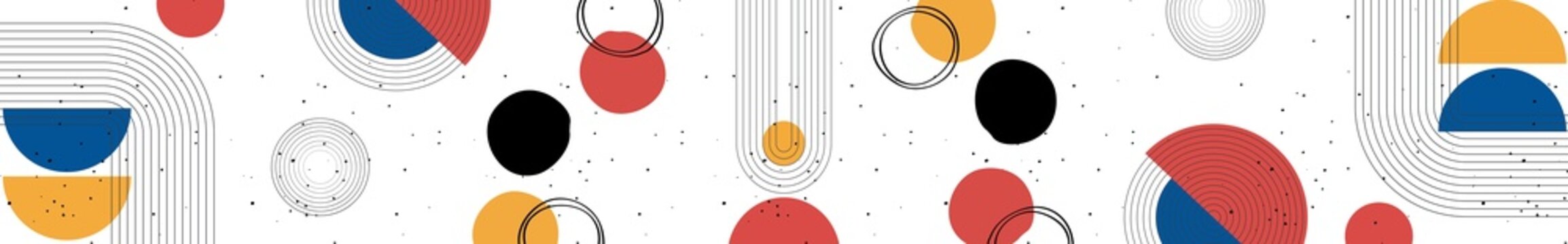 Bauhaus geometric banner, abstract circle pattern, retro web header