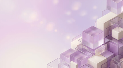 Fototapeta premium Cubes of translucent glass create a geometric pattern on a soft purple background.
