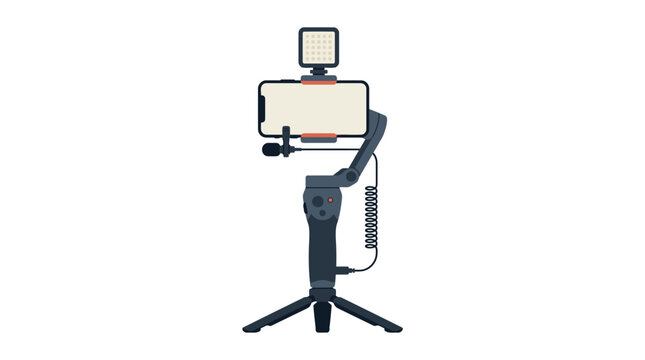 Smartphone Gimbal Stabilizer with Microphone and LED Light for Vlogging and Content Creation