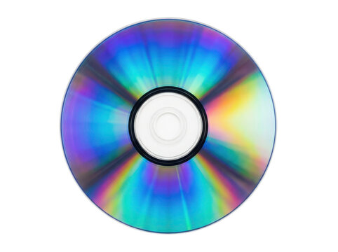 Shiny holographic compact disc or dvd with colorful rainbow reflection isolated on a clean transparent background isolated on transparent background