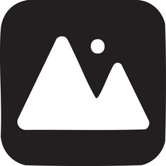 Simple mountain landscape icon minimalist vector graphic for nature or travel themes isolated on a dark background © Faizan