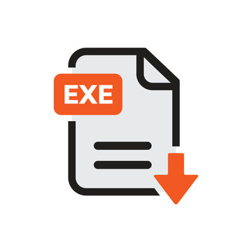 EXE File Download Icon Isolated on White Background